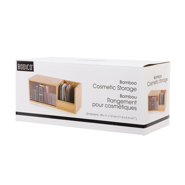 Bodico Bamboo Cosmetic Storage Organizer, 9"L x 3"W x 8"H, Beige