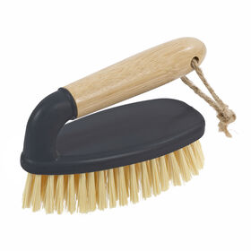 Home Essentials Hand Brush with Bamboo Handle, Matte Black
