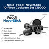 Ninja Foodi NeverStick 10-Piece Cookware Set, guaranteed to never stick, nonstick, dishwasher safe, oven safe to 500°F, durable, black, C19000C