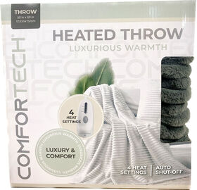 Comfortech Heated Throw Square Fur Cream