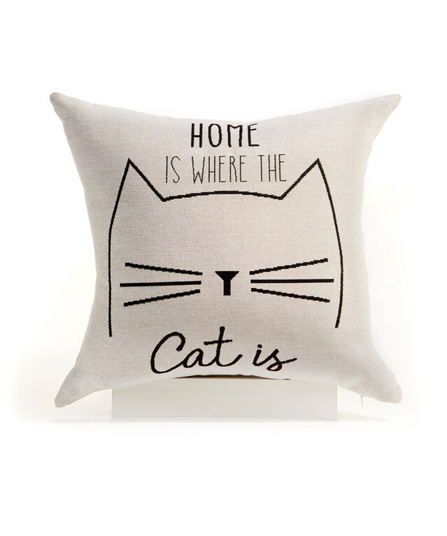 Maison Cat Sentiment White 18X18 Cushion