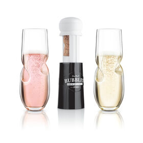 Final Touch Bubbles Sparkling, Champagne, Bubbly Glass Set with Opener - 10 oz (300 ml)