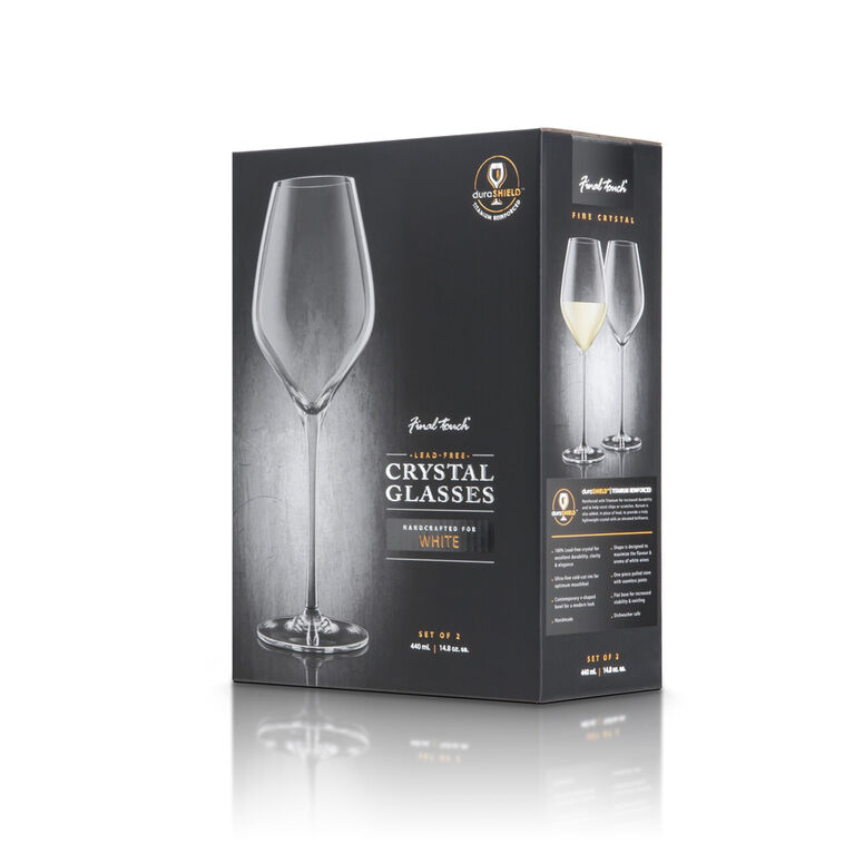 Final Touch White Wine Lead-Free Crystal Glasses - Set of 2