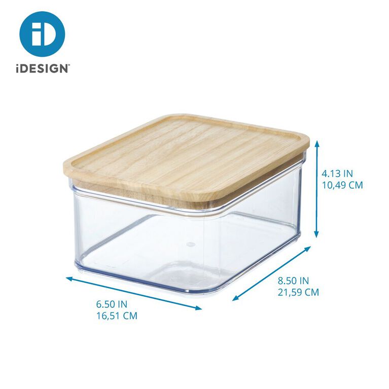 iDesign RPET Crisp 6 x 8 Bin with Wood Lid Clear/Natural