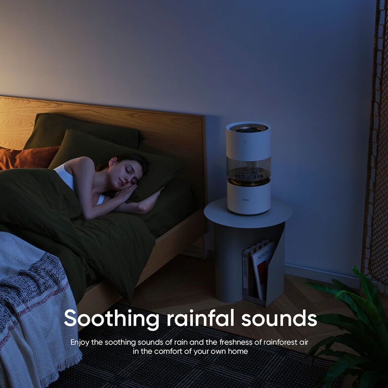 Smartmi Rainforest Humidifier Simulates Natural Rainfall, Soothing Rainfall Noise, 3L Top Fill, 15 Hours of Continuous Runtime, Mist-Free, Smart APP Control, Auto Shut-Off, Self-Cleaning, Child Lock.