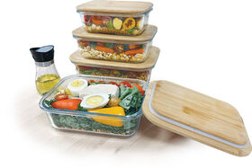 JS Gourmet 3Pc Glass Containers With Bamboo Lid