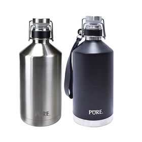 PURE Stainless Steel Vacuum Insulated Beer Growler, 1.9L - colour may vary, selected at random, 1 per order