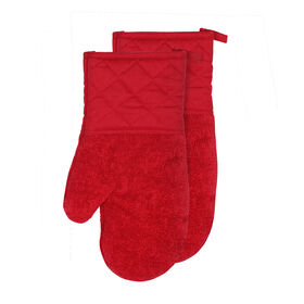 Harman S/2 Solid Pantry Terry Oven Mitts 7x12" Red