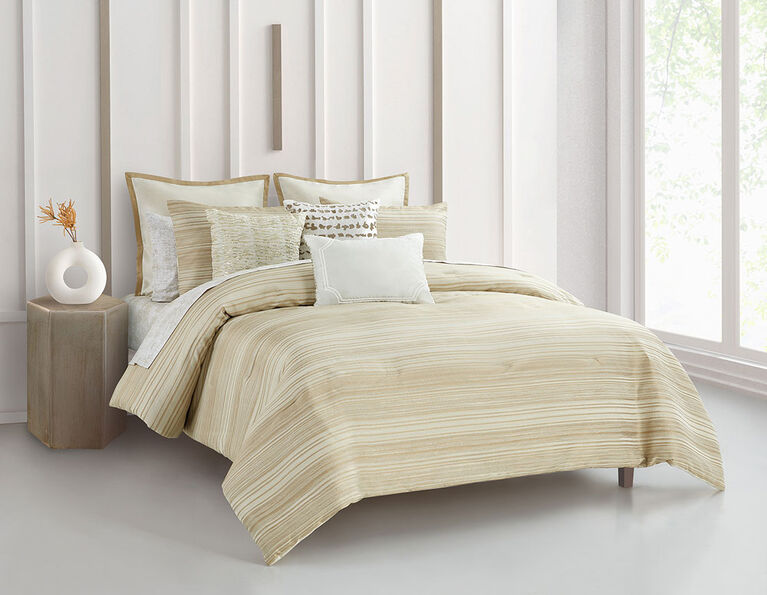 Beco Home Golden Stripe 10 Pc Queen Biab Comforter Set