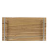 Luciano Gourmet Acacia Wood Serving Tray with Metal Carrying Handles, 15.25"L x 8.25"W, Wood