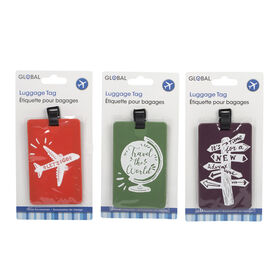 Global Luggage Tag with Quote - 1 per order, colour may vary (selected at random)
